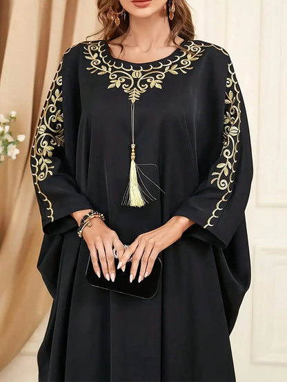 Elegant Long-Sleeved Plus Size Arabic Robe Dress