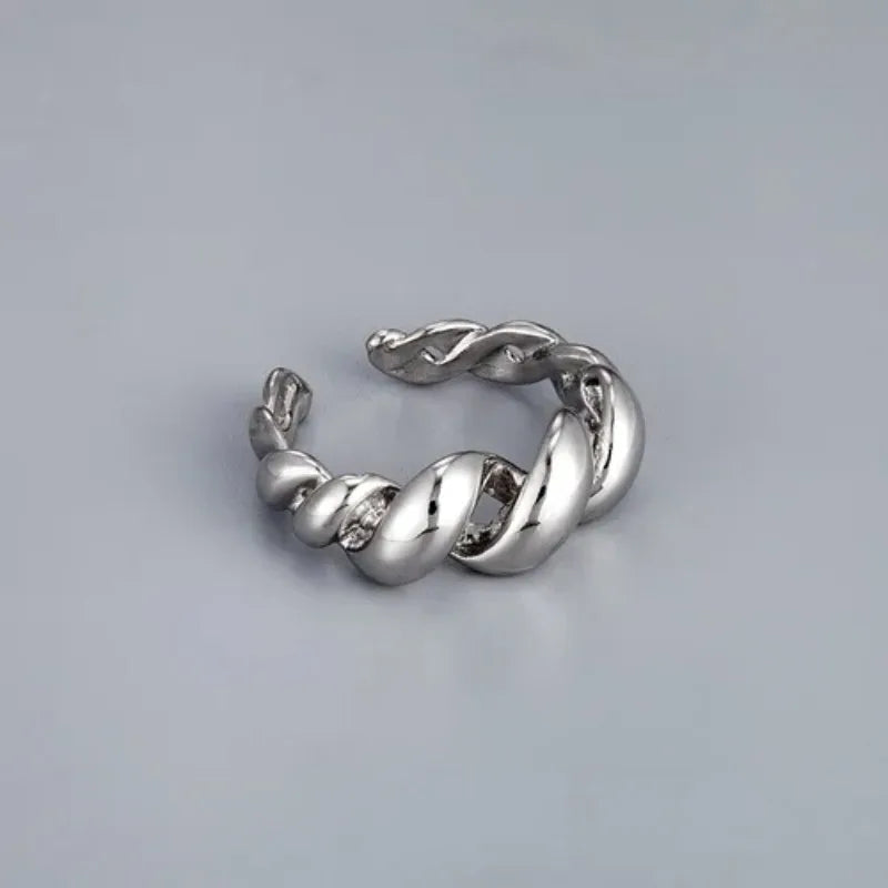 خواتم فضية بسيطة مجوفة هندسية