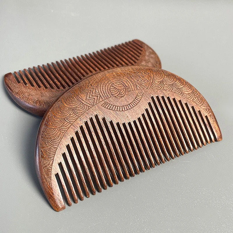 Natural Peach Wood Hair Comb Close Teeth Anti-static Brash