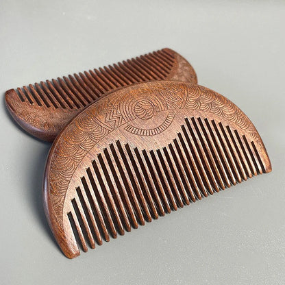 Natural Peach Wood Hair Comb Close Teeth Anti-static Brash