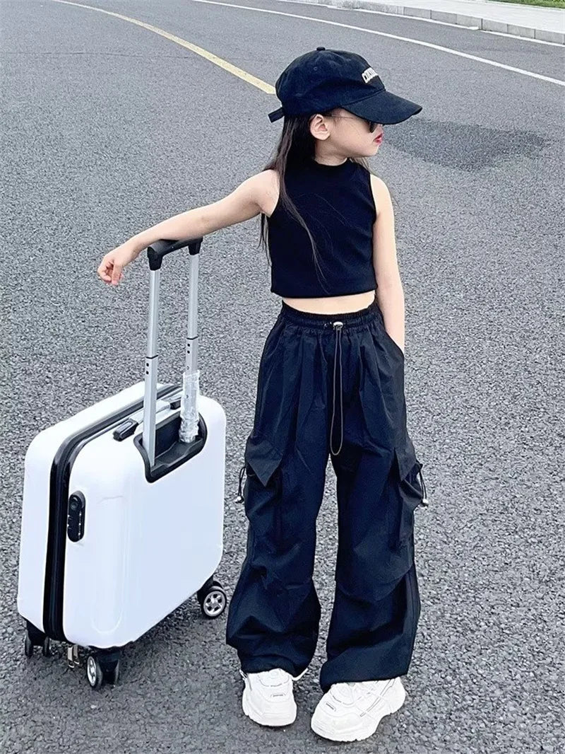 Girls Cargo Loose Workwear Lightweight Pants