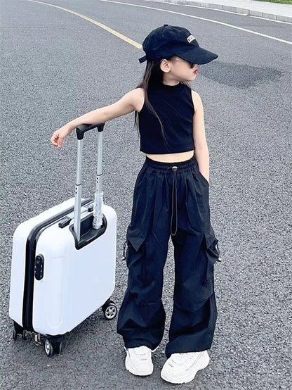 Girls Cargo Loose Workwear Lightweight Pants