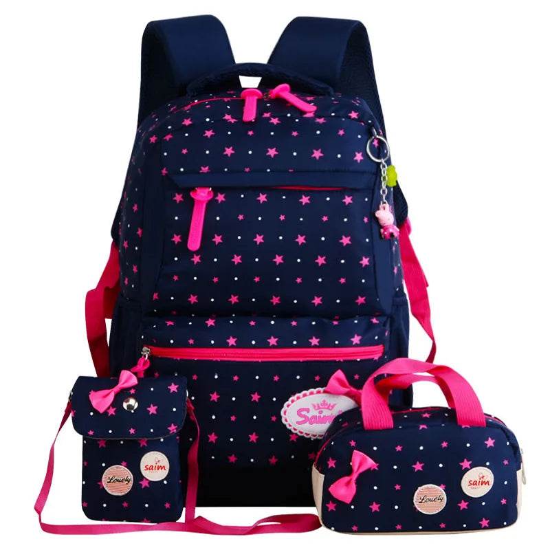 3PcsTeenagers girls Lightweight waterproof school bags