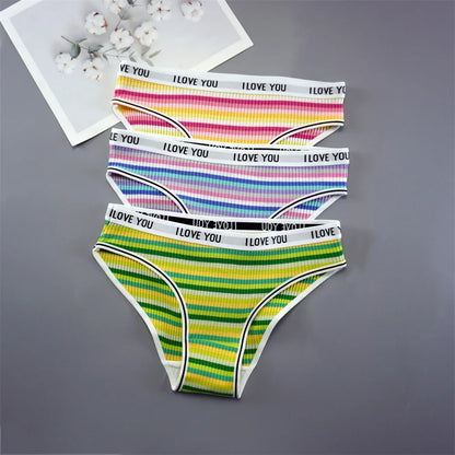 3PCS/Set Letter Printed Cotton Underwear Breathable Comfort Sexy Lingerie