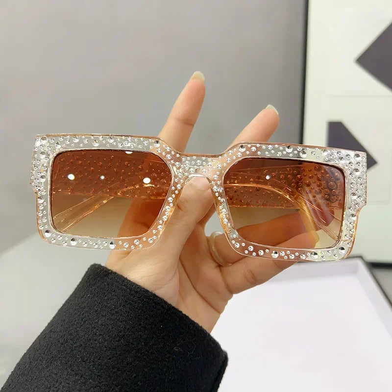 Crystal Square Diamond Big Frame Sunglasses