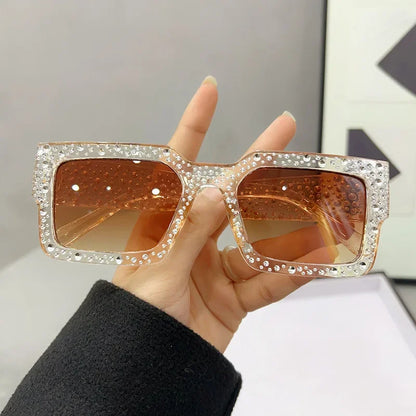 Crystal Square Diamond Big Frame Sunglasses