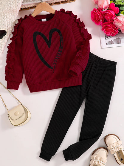Spring and Autumn sports cartoon heart printed Set