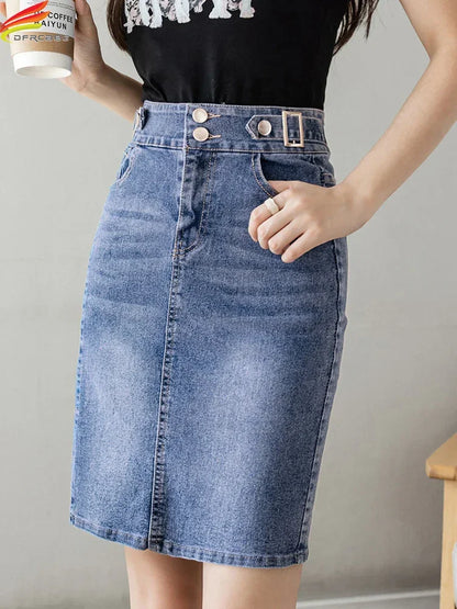 High Waist Large Size Blue Jeans Skirts