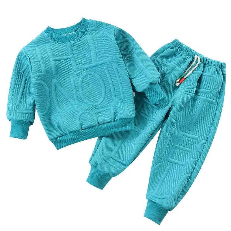 Spring Round Neck Long Sleeve Sweater Hoodie Set