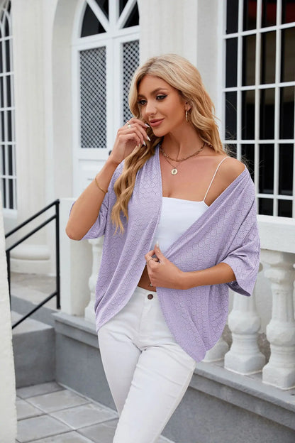 Elegant Mid Sleeve Casual Loose Cardigan Shirts