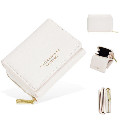 Leather Short Tri-Fold Card Wallet