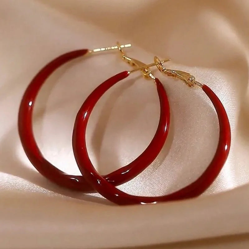 Exquisite Wild Big Red Circle Earrings