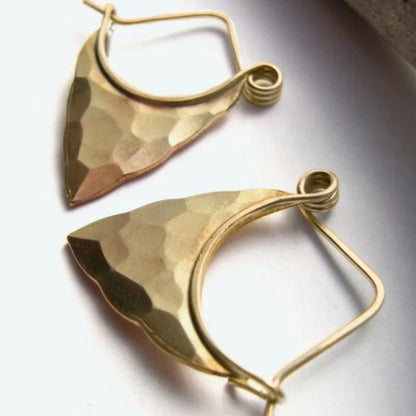Wide Face Hoop Copper Golden Plated Bohemian Earrings