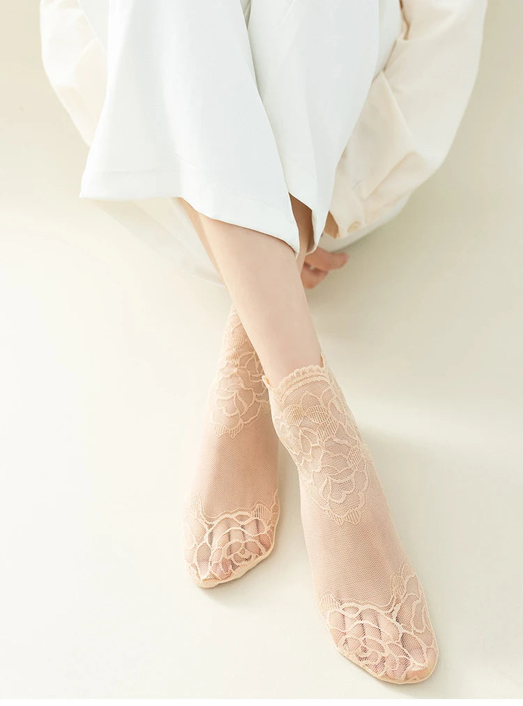 Cotton Lace Transparent Thin Short Socks