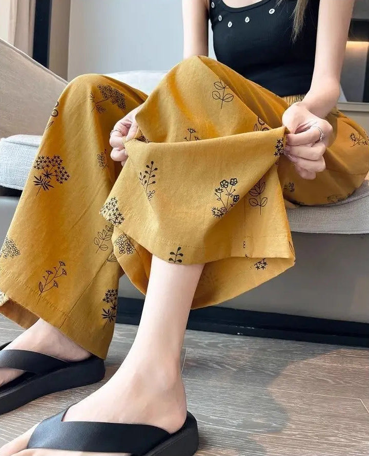 Retro Comfortable Pants Printed Thin Office Pants