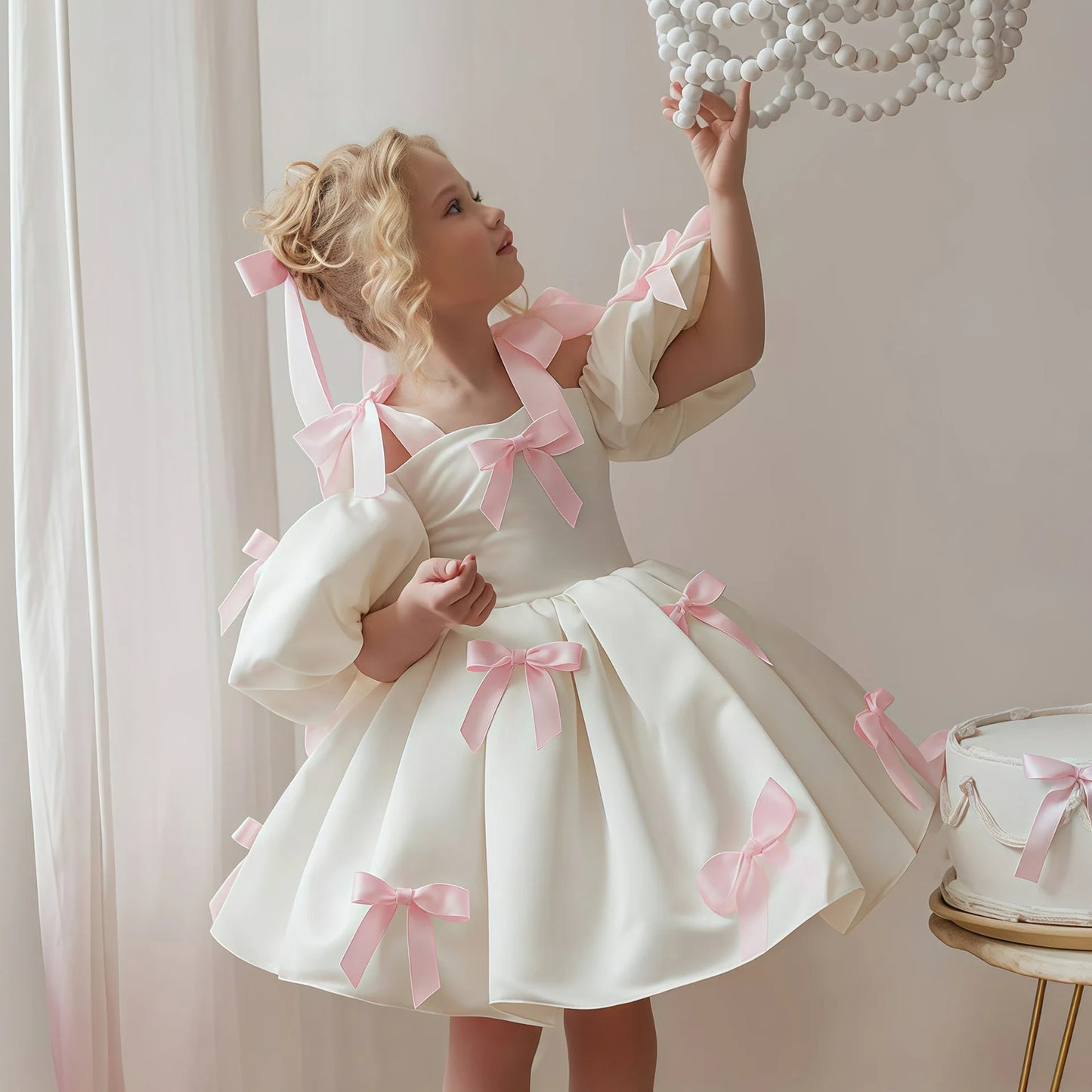 2-8Y Little Girls Puff-Sleeve Princess Dress