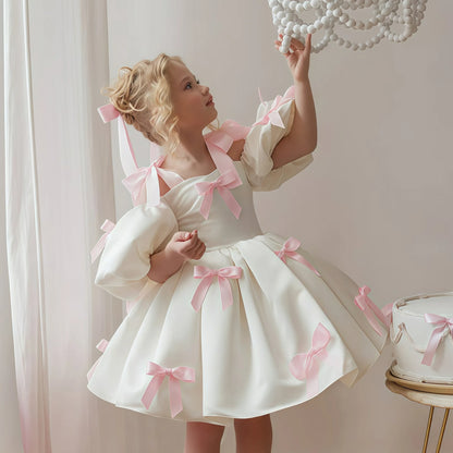 2-8Y Little Girls Puff-Sleeve Princess Dress
