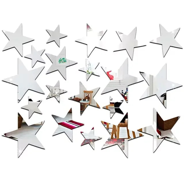 20/42pcs Acrylic Star Mirror Wall Stickers