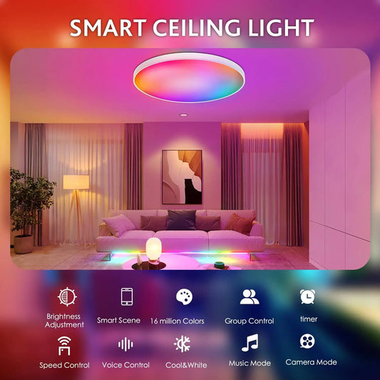 Smart LED Ceiling Lamp WiFi Room Decor