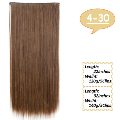 5 Clips Long Wavy Clip In Hair Extensions Synthetic Heat Resistant One Piece False Blonde