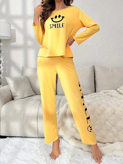 Cute Printed Long-Sleeve Pajama Set