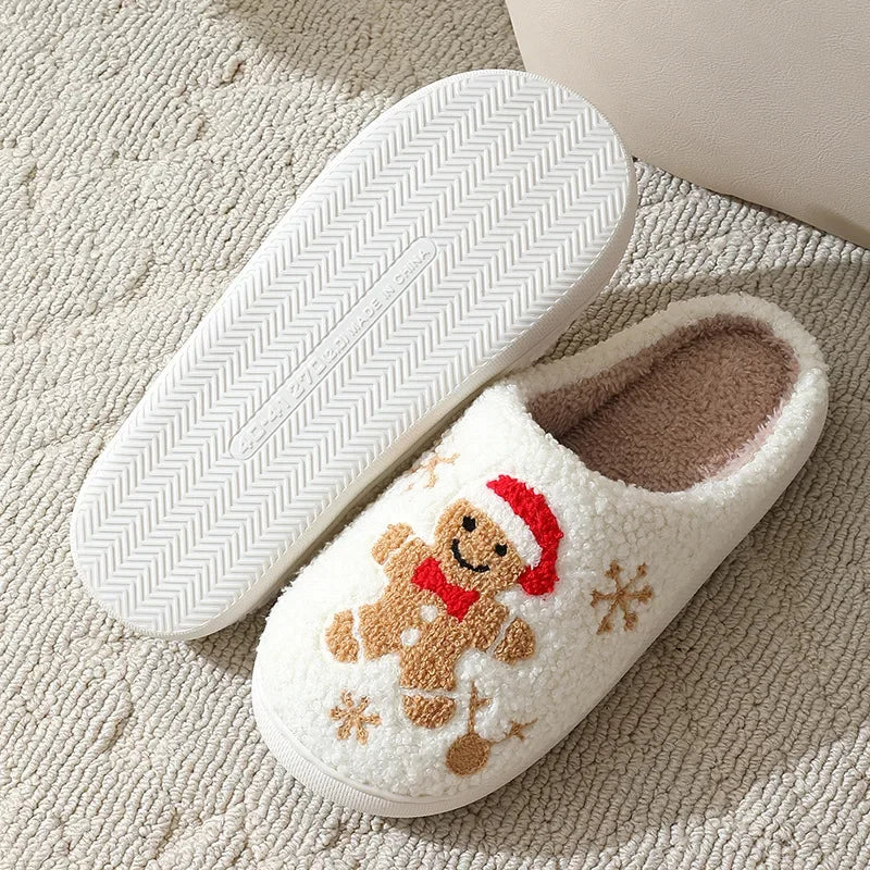 Christmas Cute Gingerbread Winter Warm Slippers