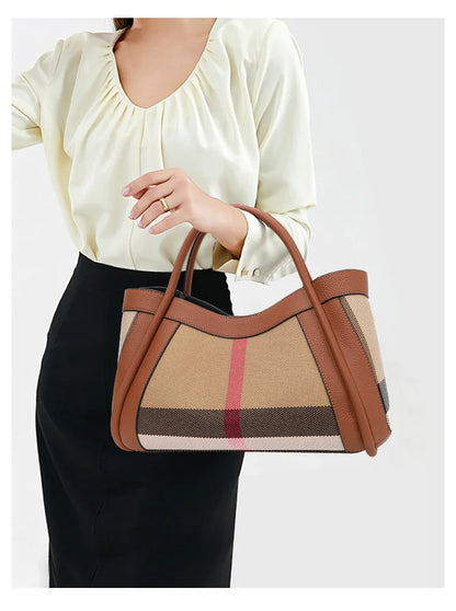 Bolso de lona y cuero genuino