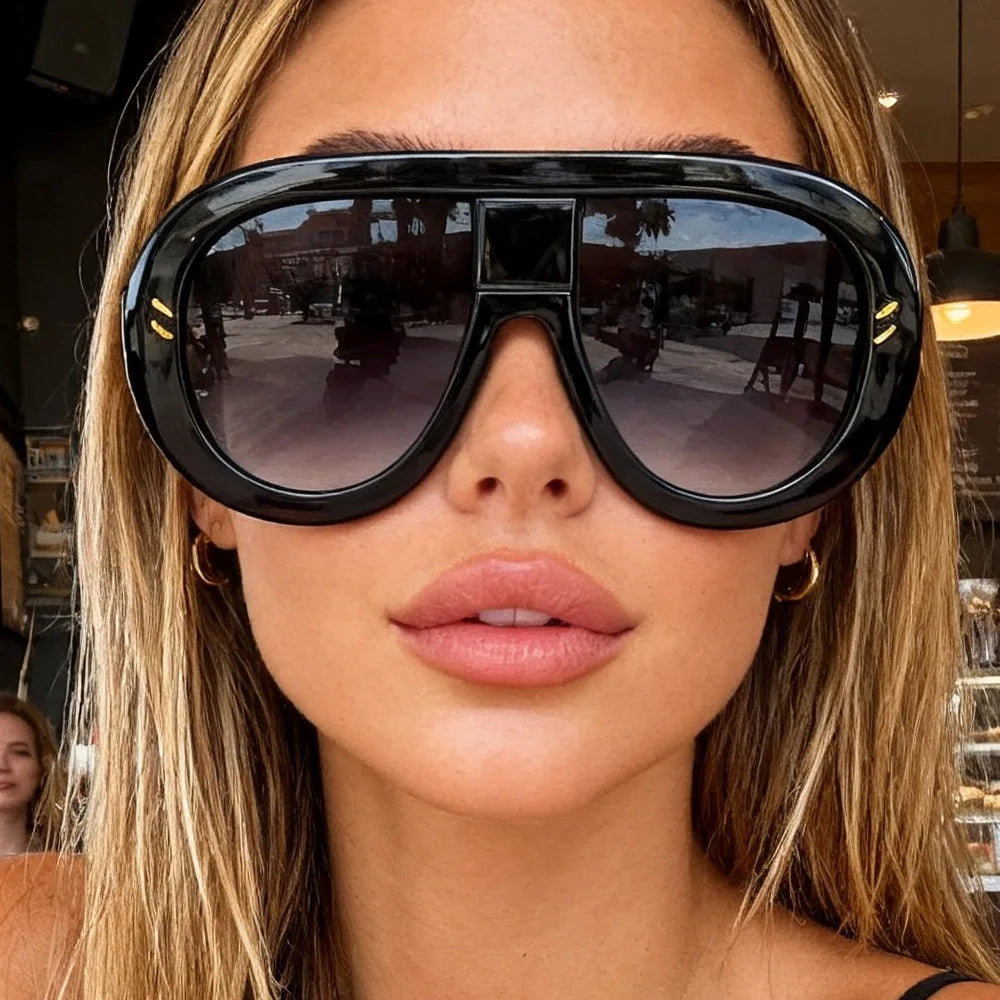 Rivet Luxury Big Frame Black Leopard Sunglasses