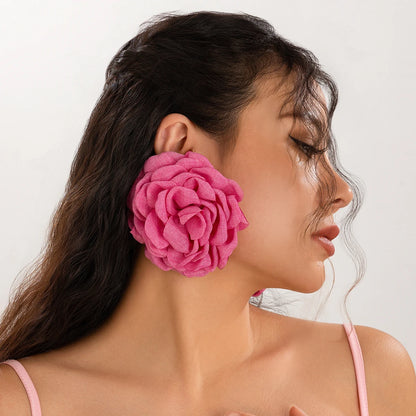 Salircon Exaggerated Large Rose Flower Earrings