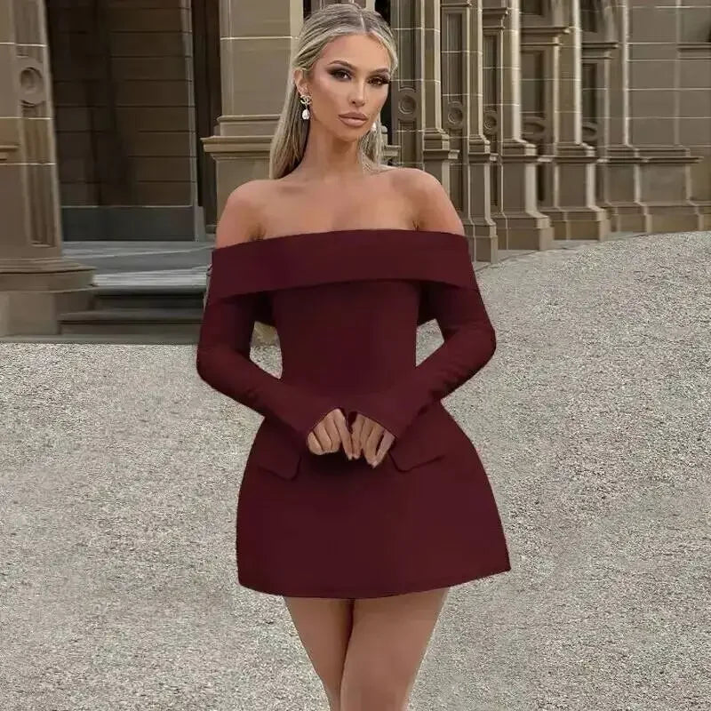 Backless Short Sexy Long Sleeve Mini Dress