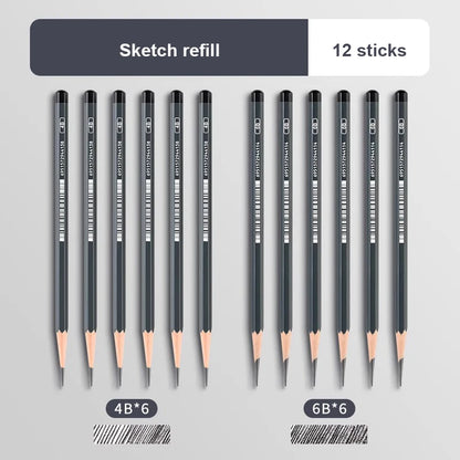 2H HB B 2B 3B 4B 5B 6B 7B 8B 12B 14B Sketch Drawing Graphite Charcoal Pencils Set