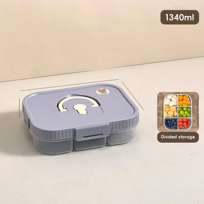 Microwave Plastic Divided Lunch Box With Handle Camping