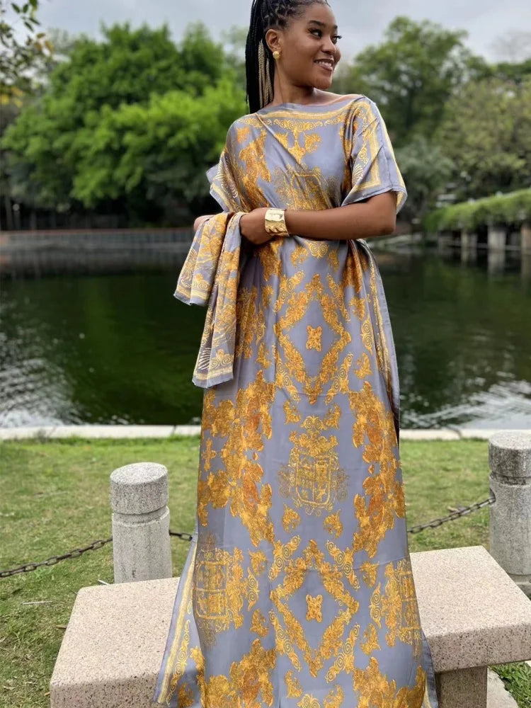 Soft Muslim Silk Satin Long Robe Islam Abayas Dress