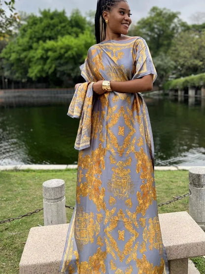 Soft Muslim Silk Satin Long Robe Islam Abayas Dress
