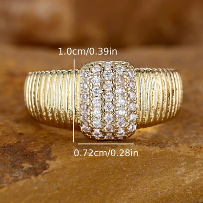 Huitan Bright Cubic Zirconia Gold Bridal Rings