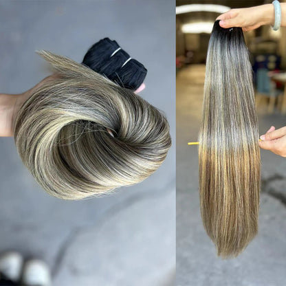 Bone Straight Hair Extensions Brown Color