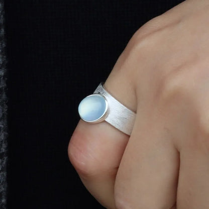 925 Sterling Silver Sparckling Moonstone Minimalist Handmade Ring