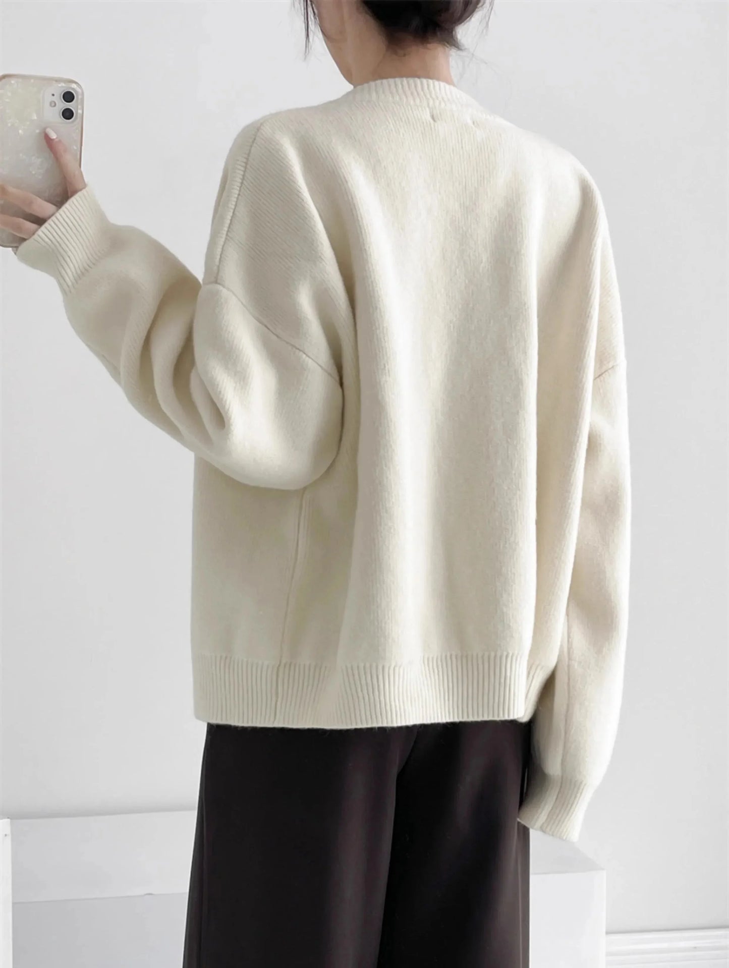 O-neck Loose Cardigans Single Breasted Sweaters