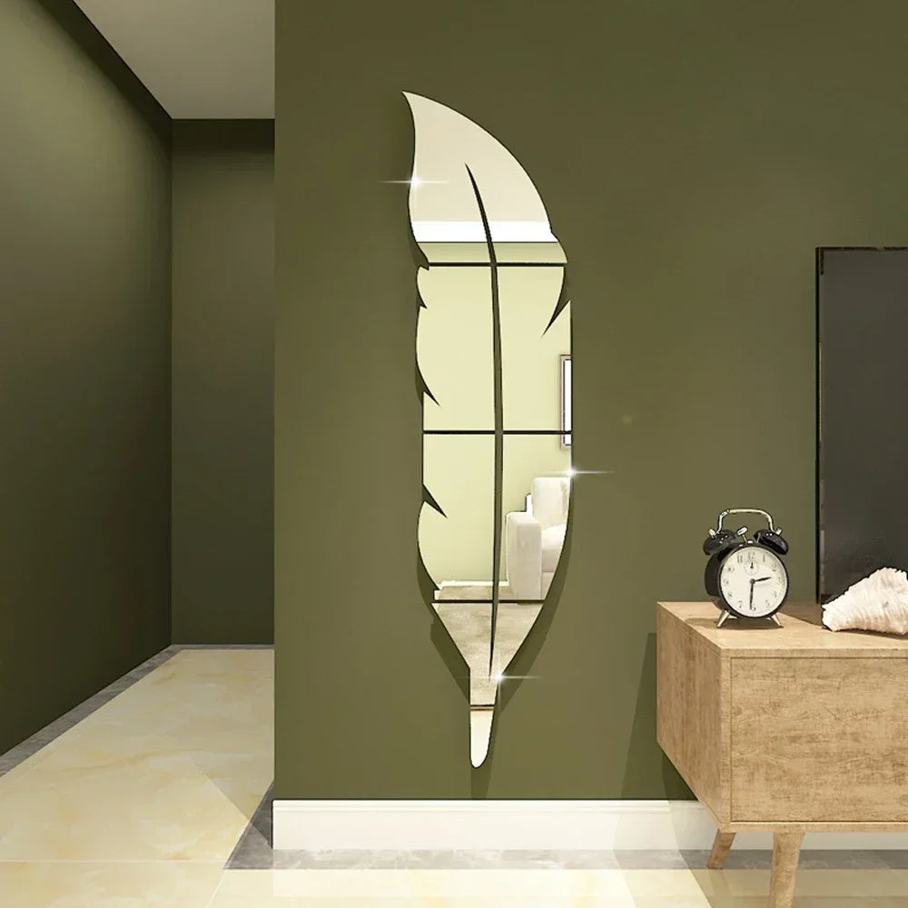 3D Dancing Feathers Mirror Wall Stickers