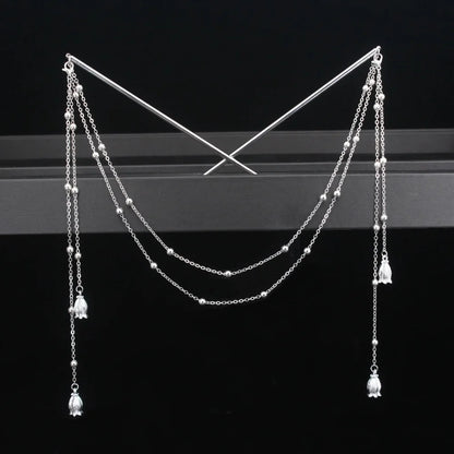 Long Tassel Double Chain Hair Pins Nunchaku Hairpin Chinese Hanfu Hair Stick
