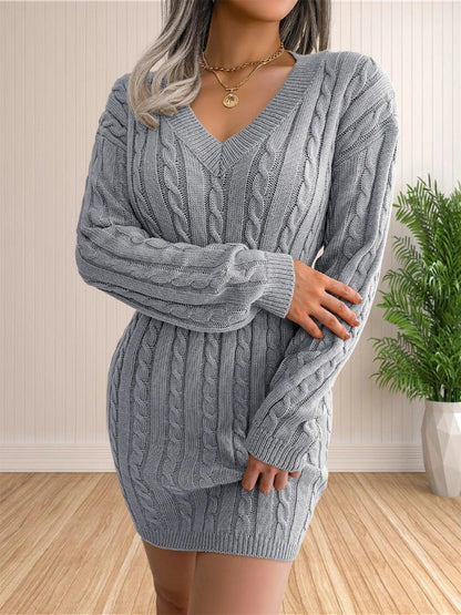 Sweater Cocktail V Neck Knitted Dress