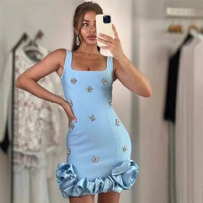 Sexy Ruffle Sleeveless Bandage Mini Dress
