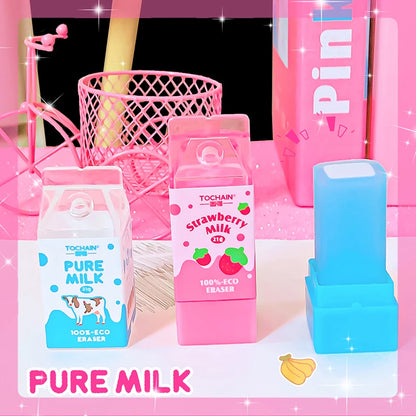 Kawaii Milk Carton Rubber Erasers cute stationery
