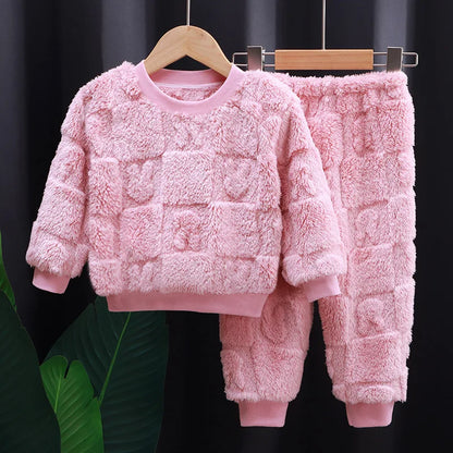 Autumn Winter Flange Long Sleeve Baby Kid Sleepwear
