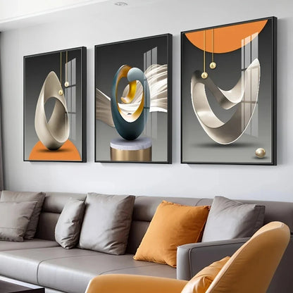 3pcs Modern Geometric Wall Art Canvas Prints Luxury Abstract Artwork Paintings