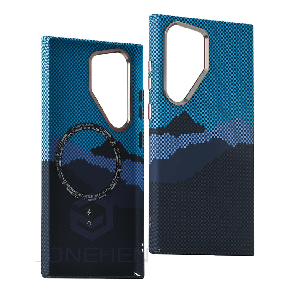 Ultra Slim Carbon Fiber Pattern Mganetic Samsung Cover