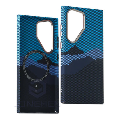 Ultra Slim Carbon Fiber Pattern Mganetic Samsung Cover