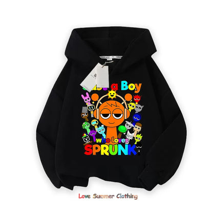 Sprunki Thick Anime Cartoon Sweatshirt Autumn Winter Hip Hop Hooded