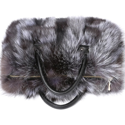 Real Fox Fur Large Size Plush Crossbody Luxury Handbags Fluffy Tote Bag