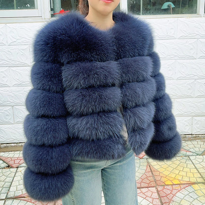 Fox Fur Coat Real Winter Brown Leather Coats & Jackets